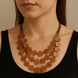 Handmade Shell necklace beads 3 strands 22” long